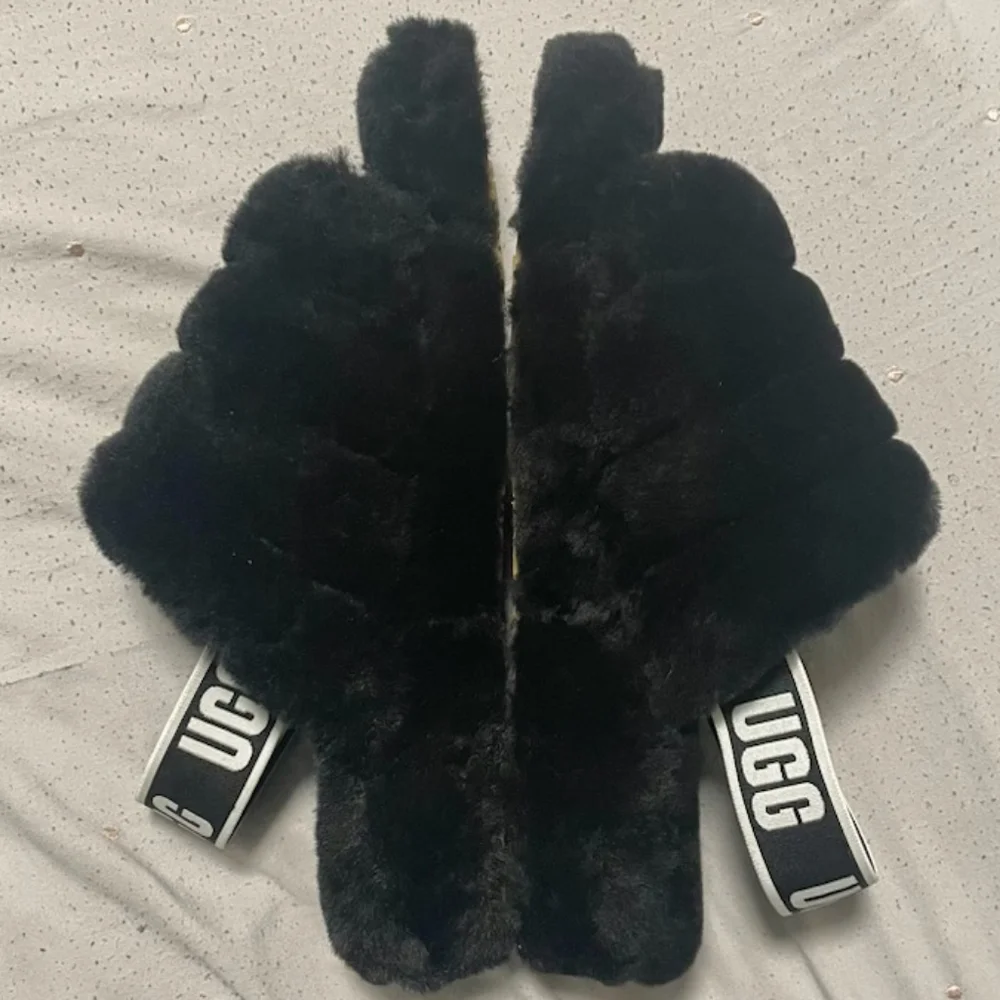 Ugg Fluff Yeah Slide black white women's size 8 - Picture 3 of 6